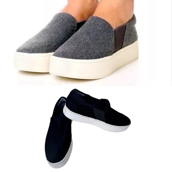 Vince Shoes - VINCE Warren Wool Flannel Black Slip-On Platform Sneakers Size US 11 (EUR 41)